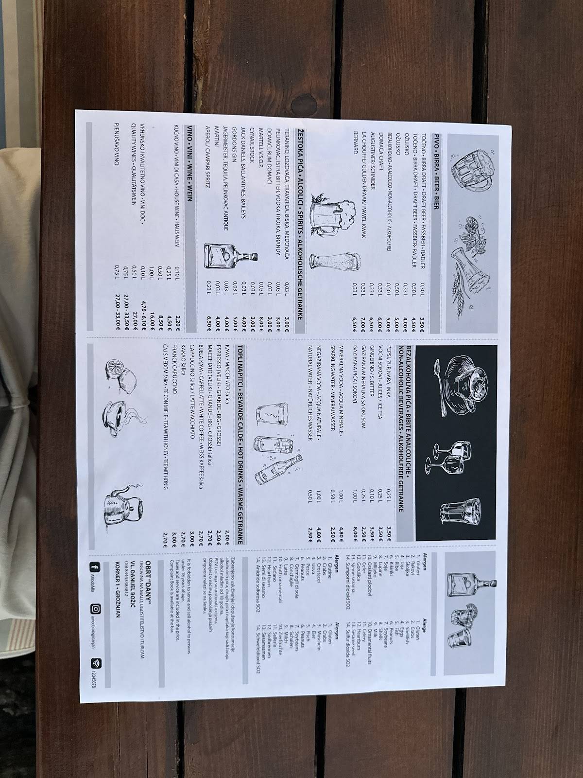 Menu de Restaurant aModoMio