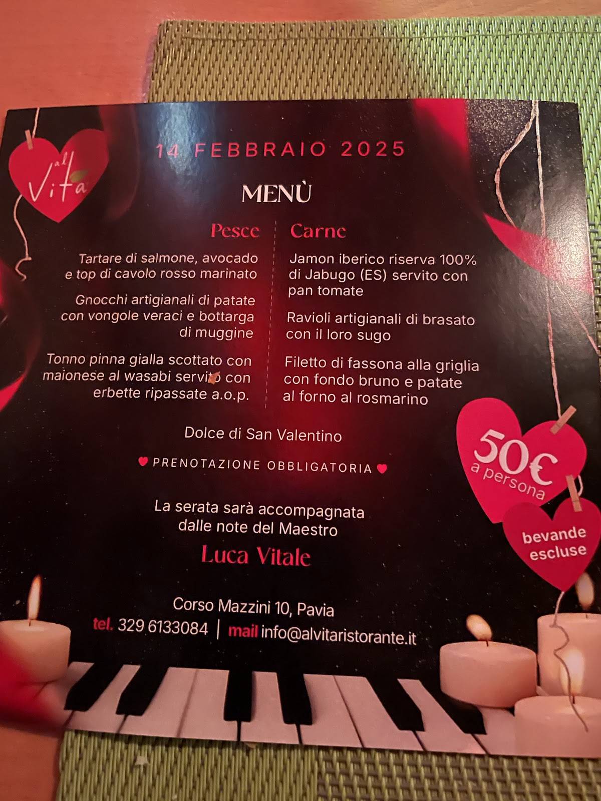 Menu di al VITA Restaurant & Cafè 