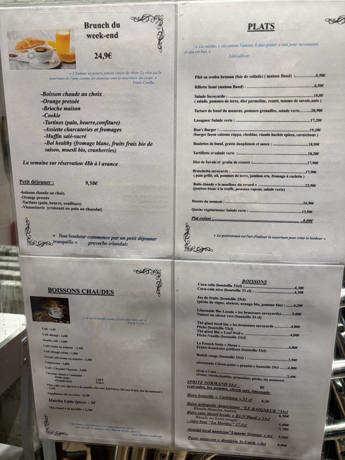Menu de chez Frantz