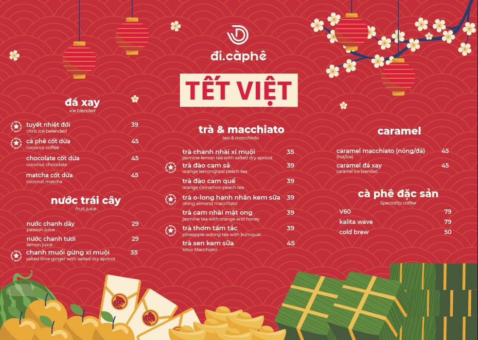 Menu at đi càphe, Da Nang