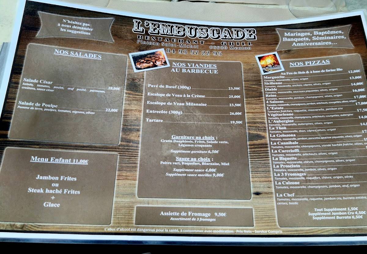 Menu de l'Embuscade