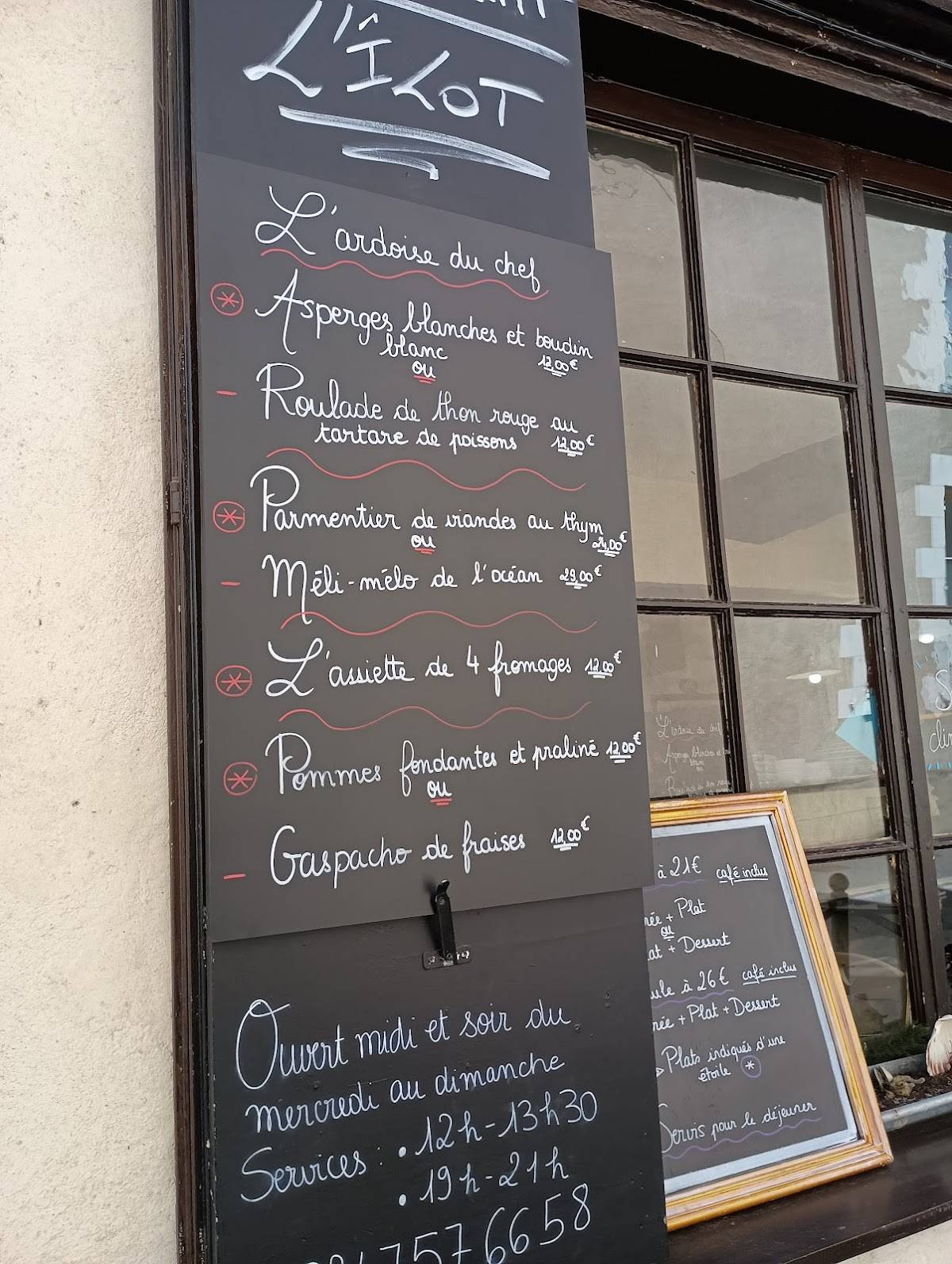 Menu de Restaurant l'Ilôt