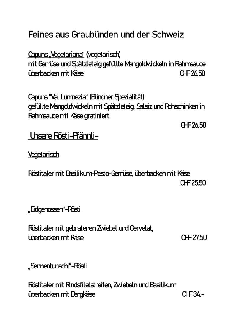 Menu di Restaurant zum Kornplatz 