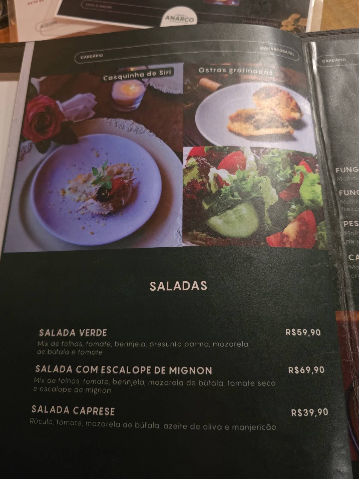 Anarco Batel - Restaurante Italiano em Curitiba cardápio