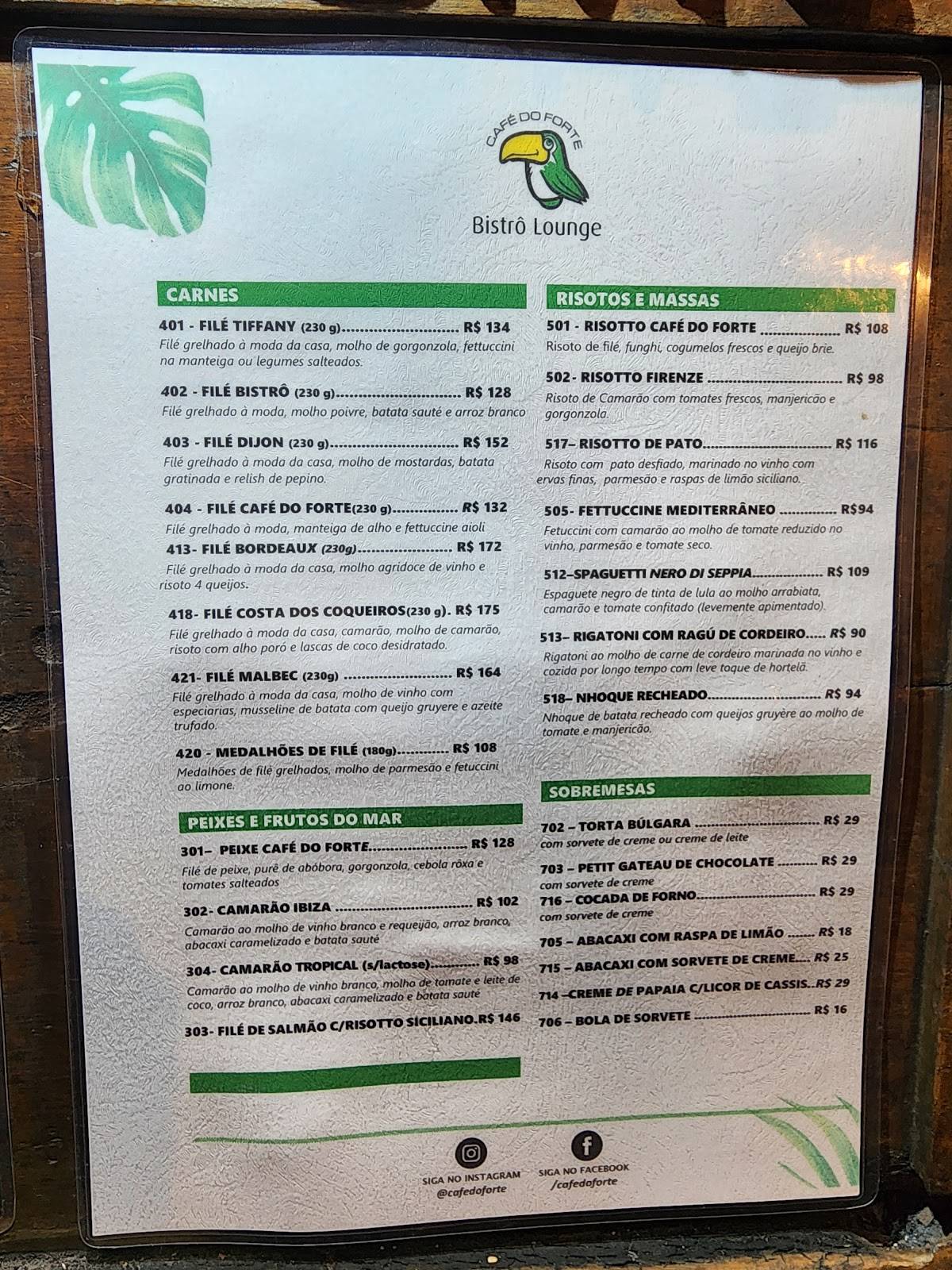 Café do Forte cardápio