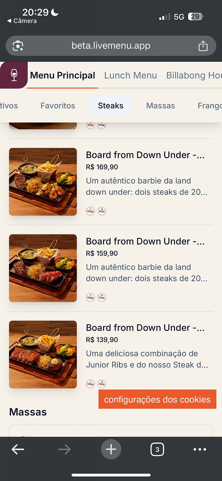 Outback Steakhouse - Alphaville cardápio
