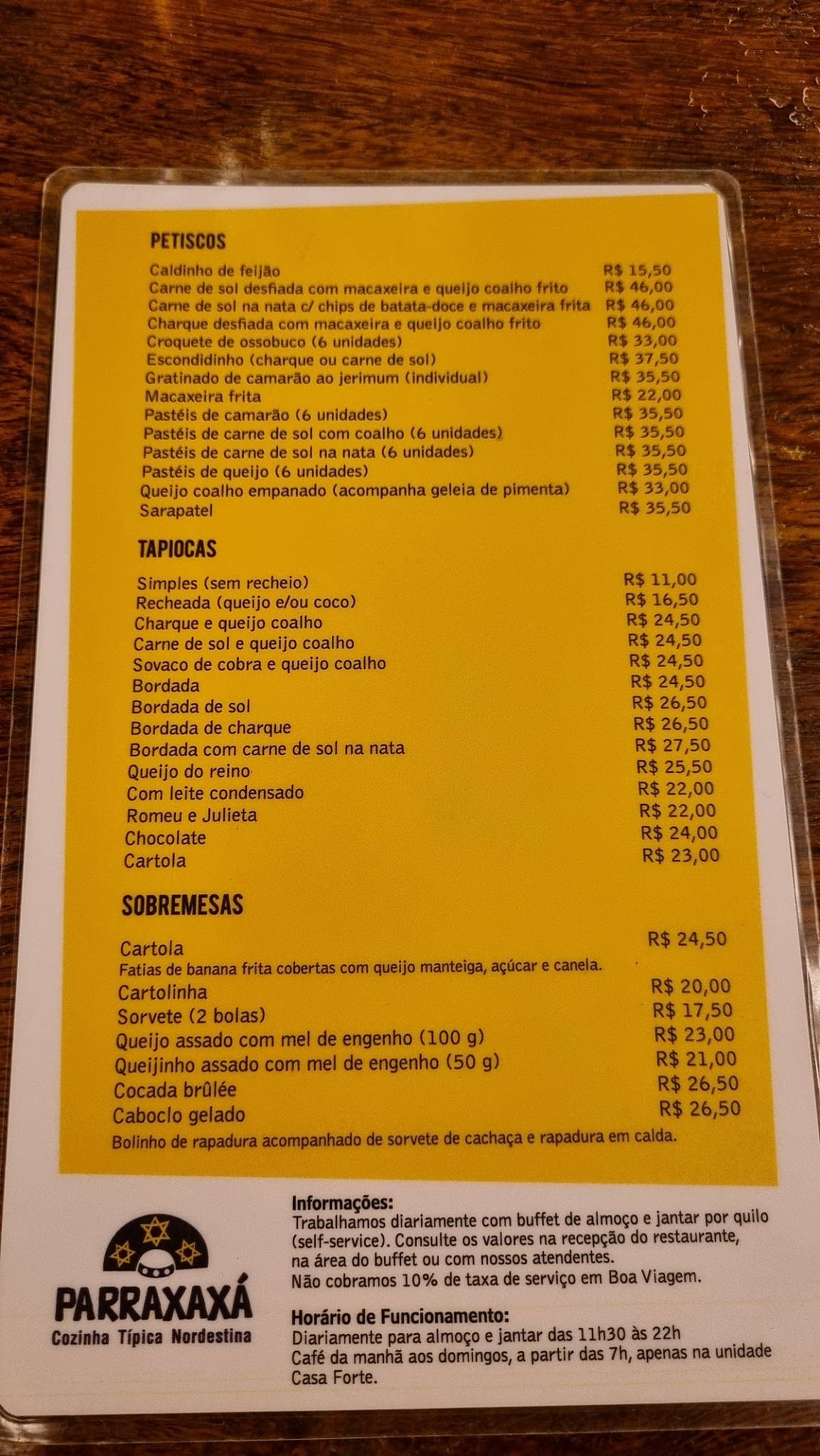 Parraxaxa - Boa Viagem cardápio