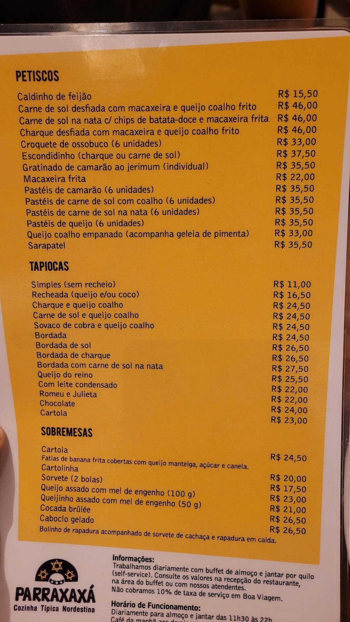Parraxaxa - Boa Viagem cardápio