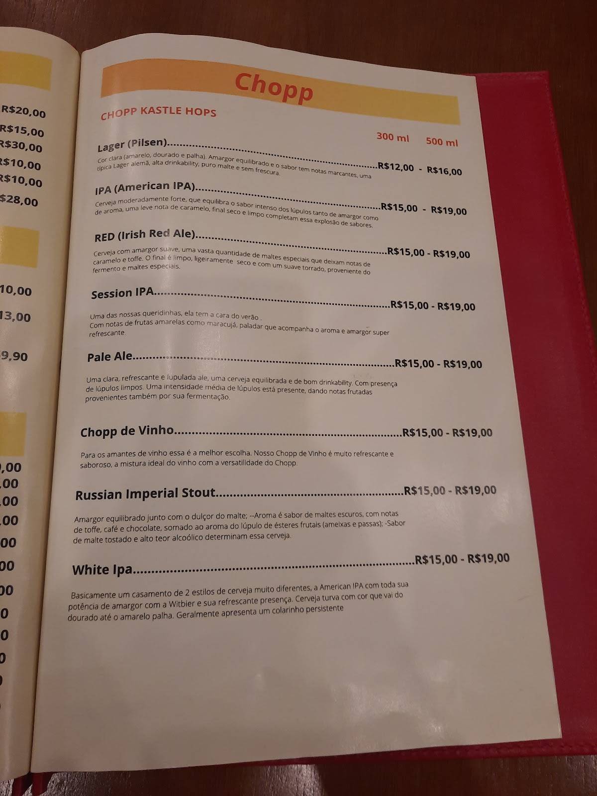 Restaurante Passos cardápio