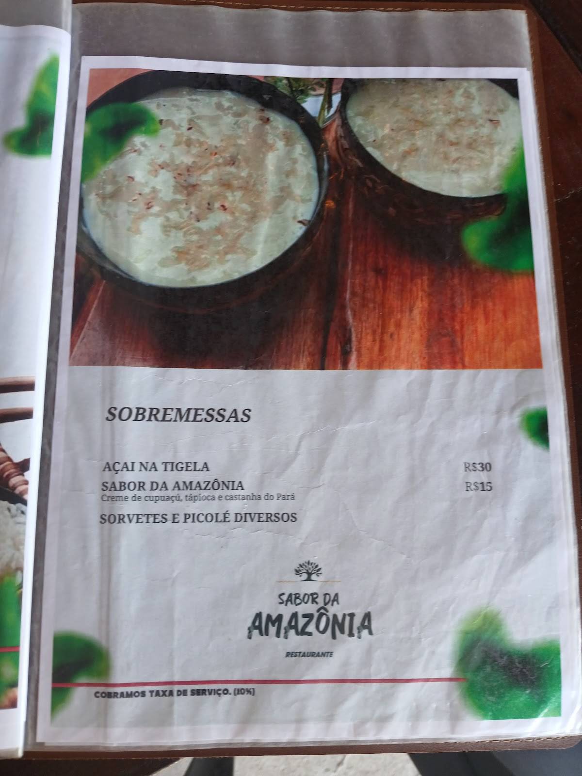 Restaurante Sabor da Amazônia cardápio
