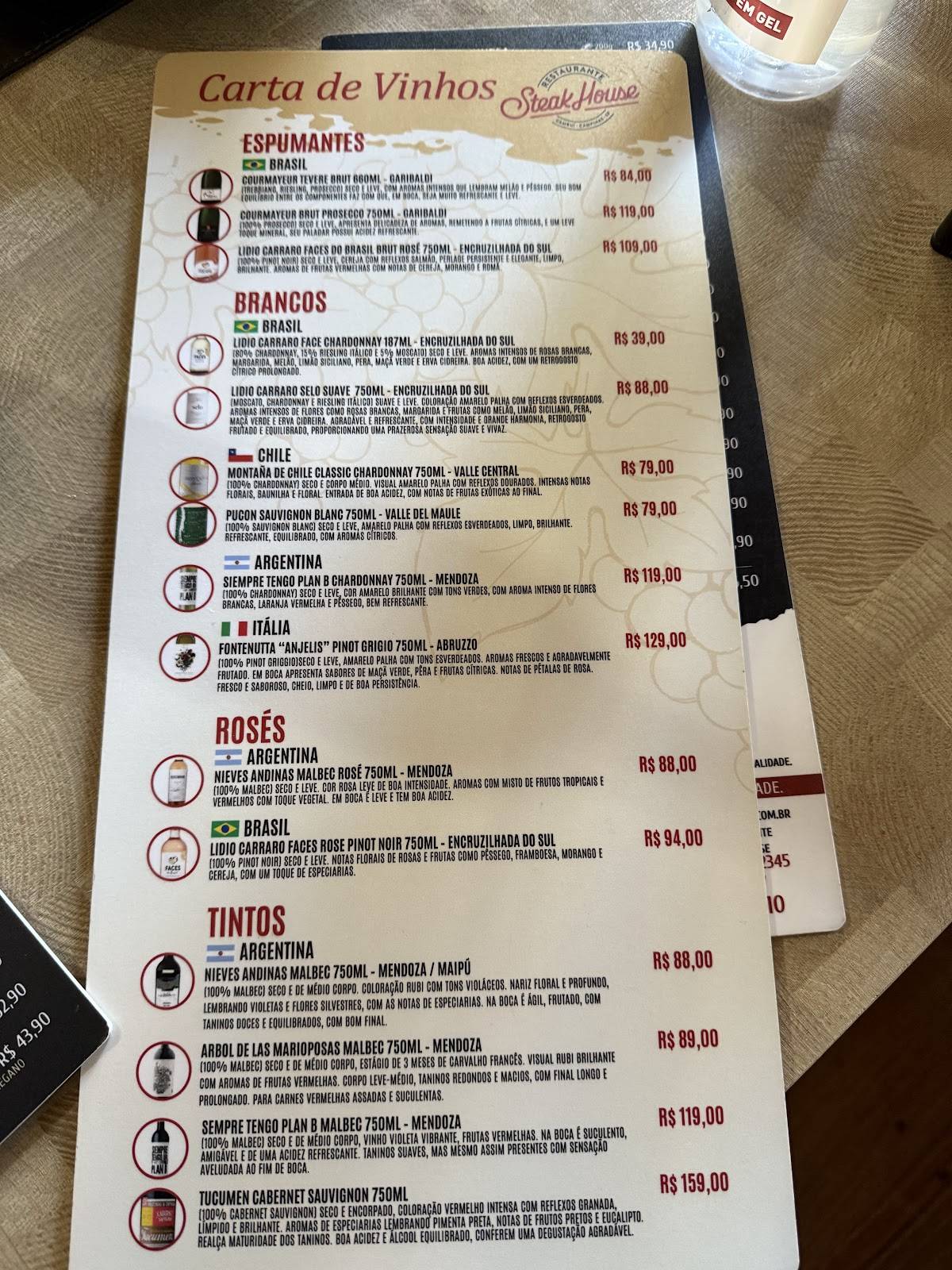 Restaurante Steak House cardápio