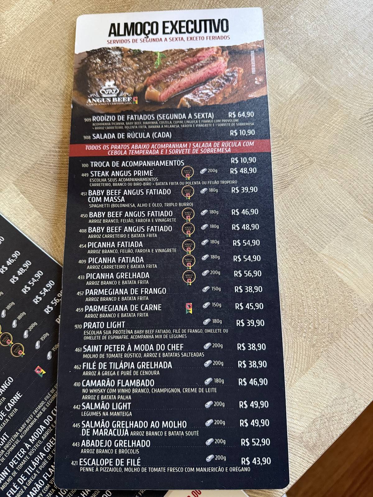 Restaurante Steak House cardápio