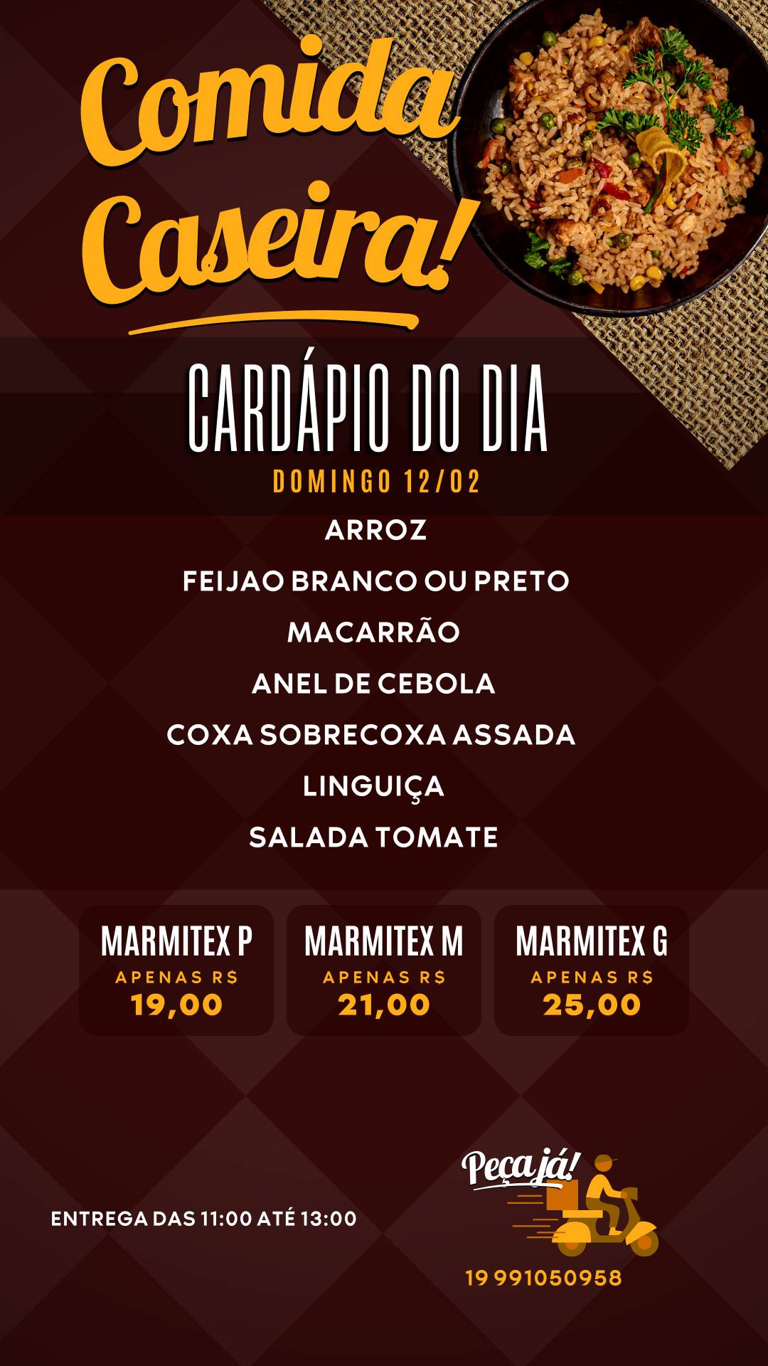 Restaurante Tabela cardápio