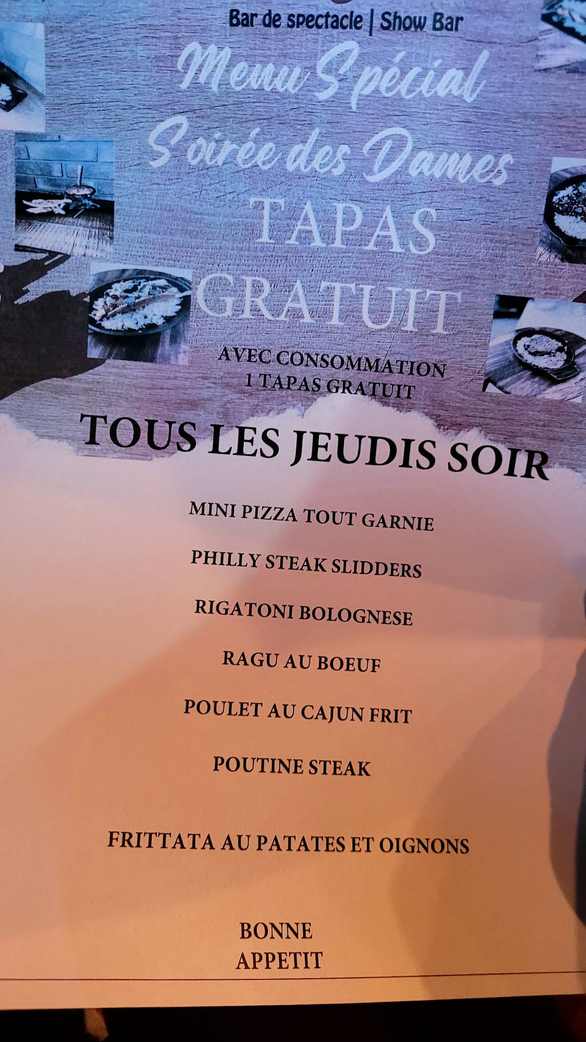 Menu de Resto Bar Brasse Rires