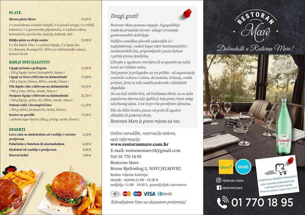 Menu di Restoran Mare 