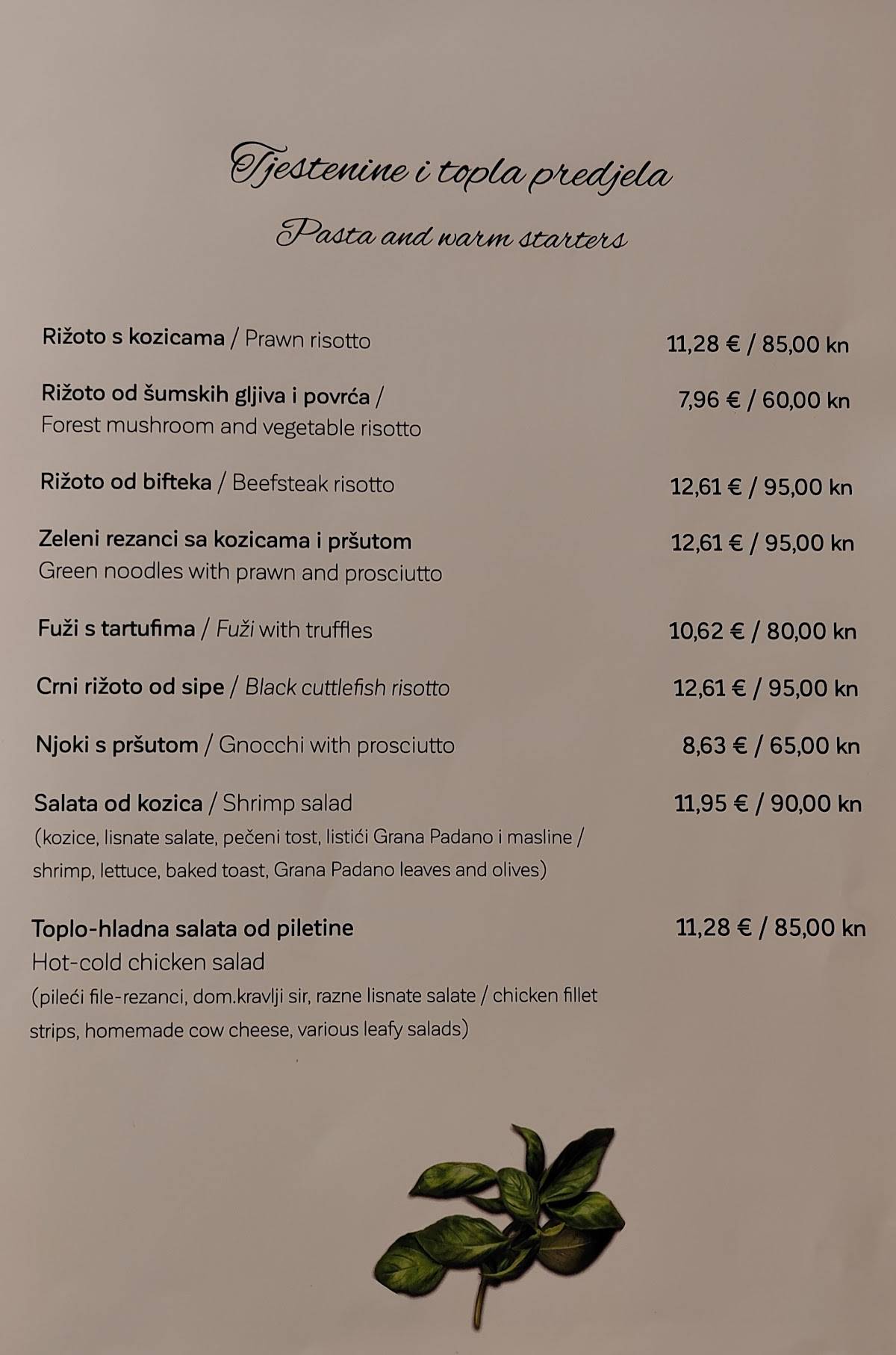 Menu di Restoran "Vallis" 