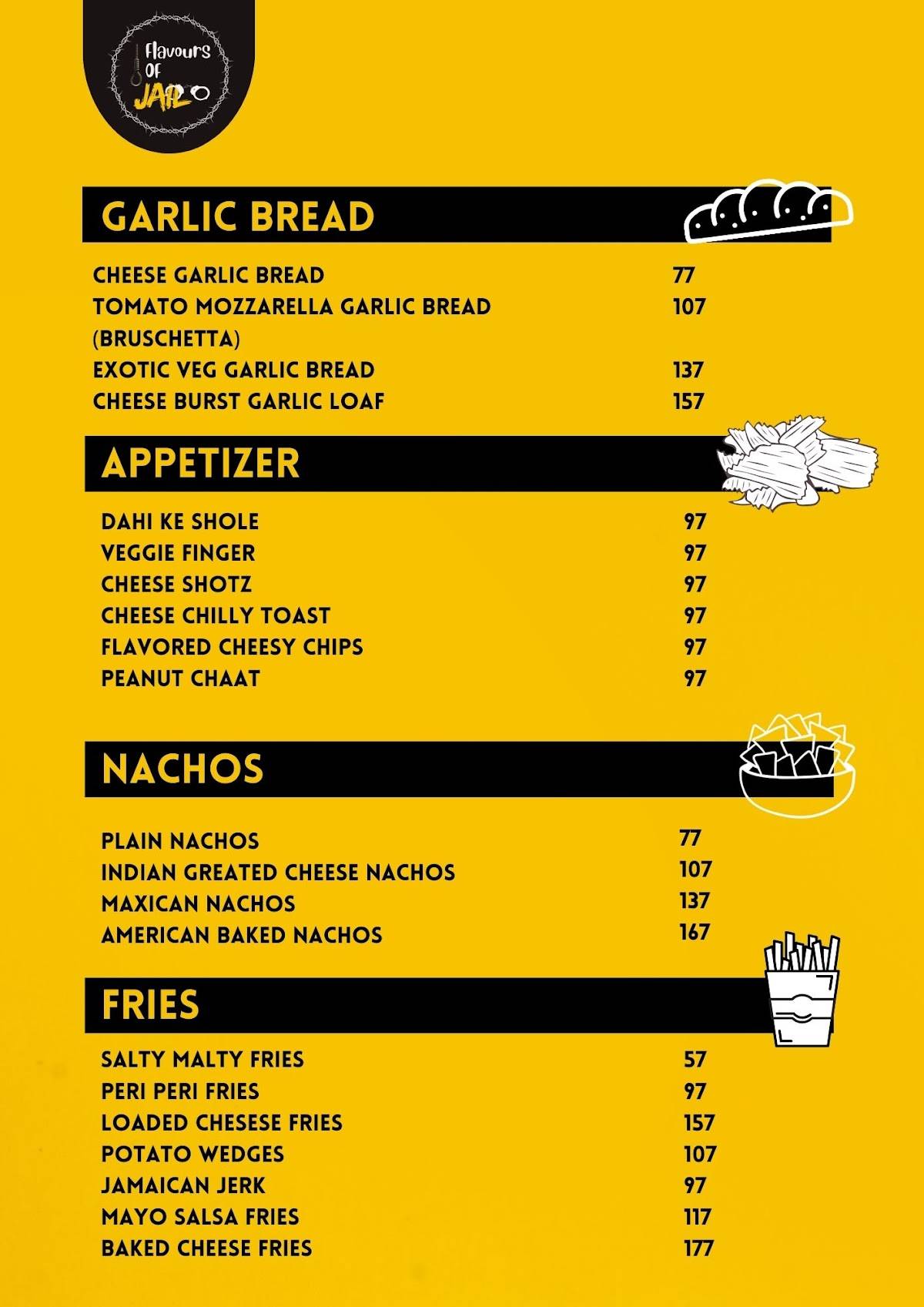 Flavours Of JAIL, Rewa menu