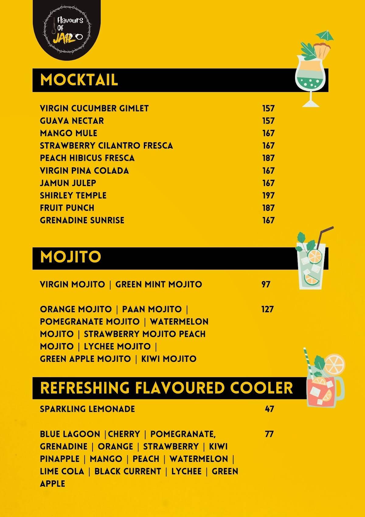 Flavours Of JAIL, Rewa menu