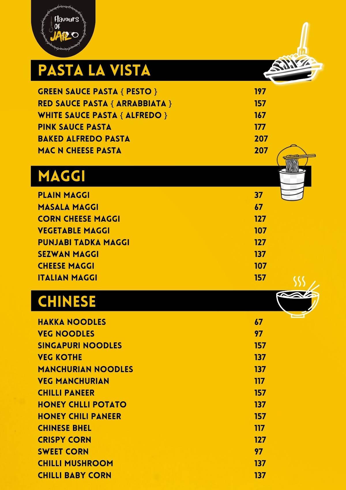 Flavours Of JAIL, Rewa menu