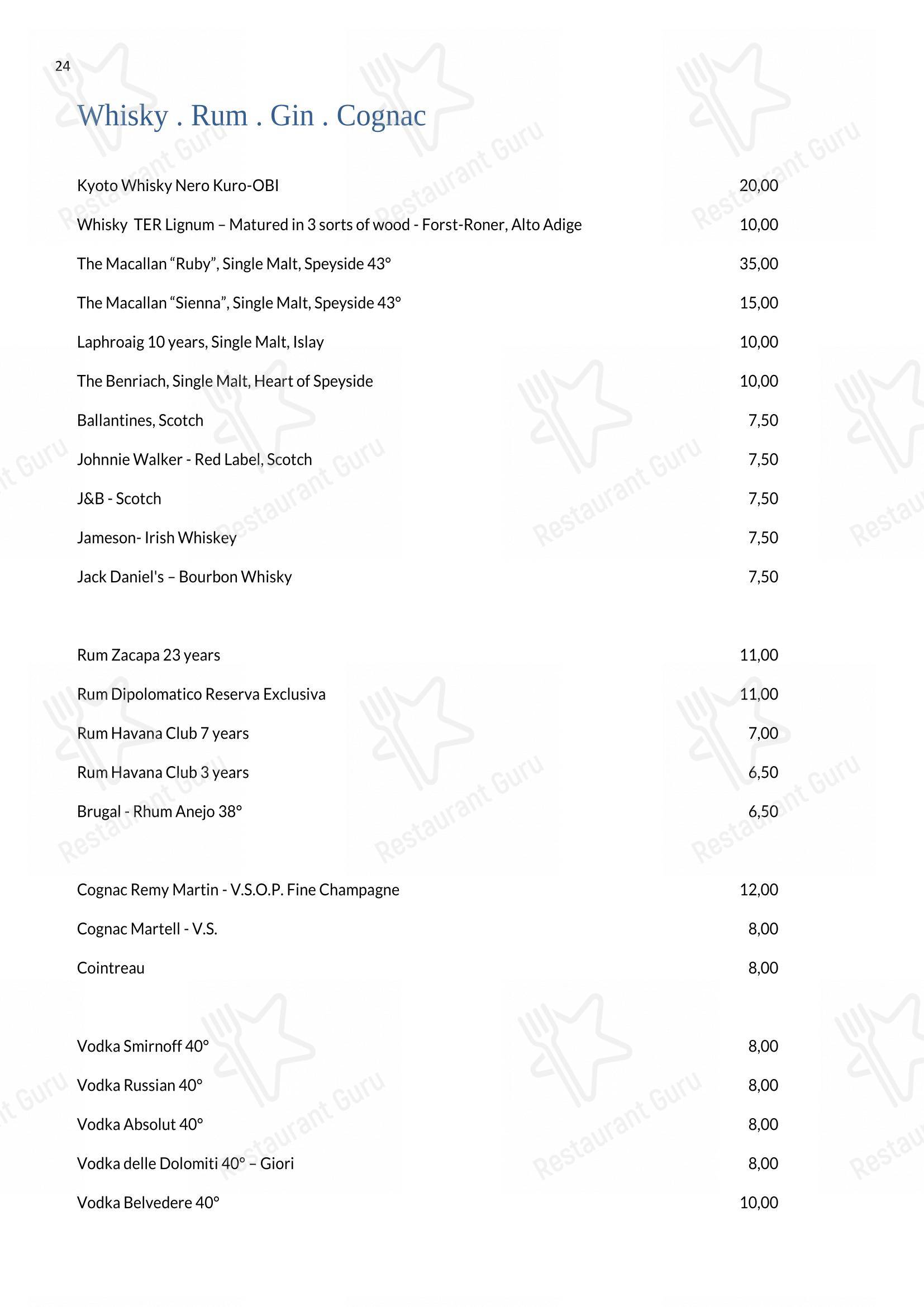 Menu per Rifugio Ütia Bioch ristorante