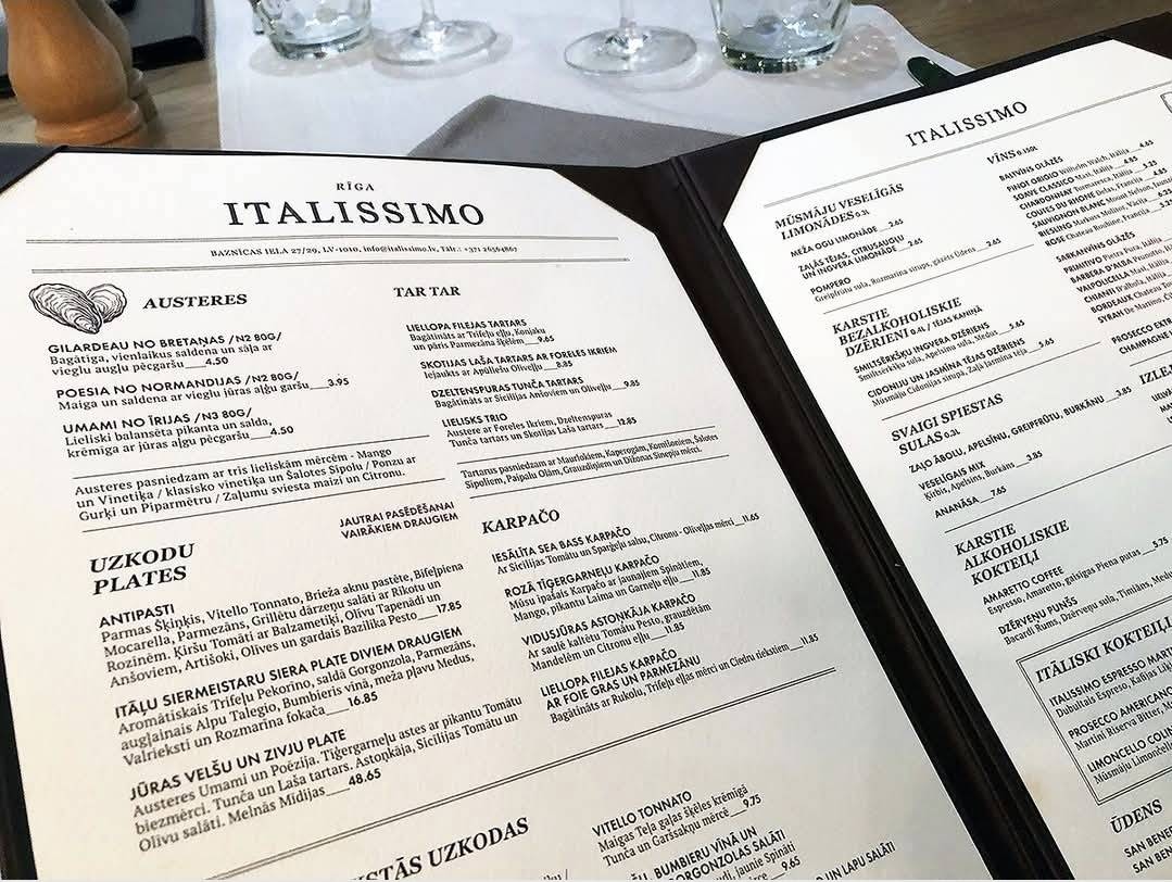 Menu de Italissimo