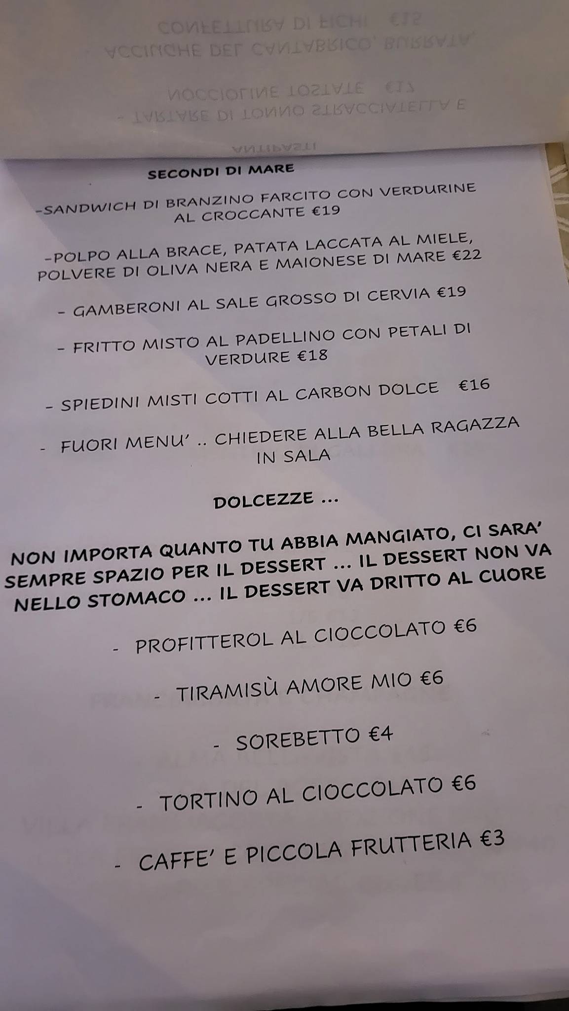 Menu di Casa Tua Ristorante 
