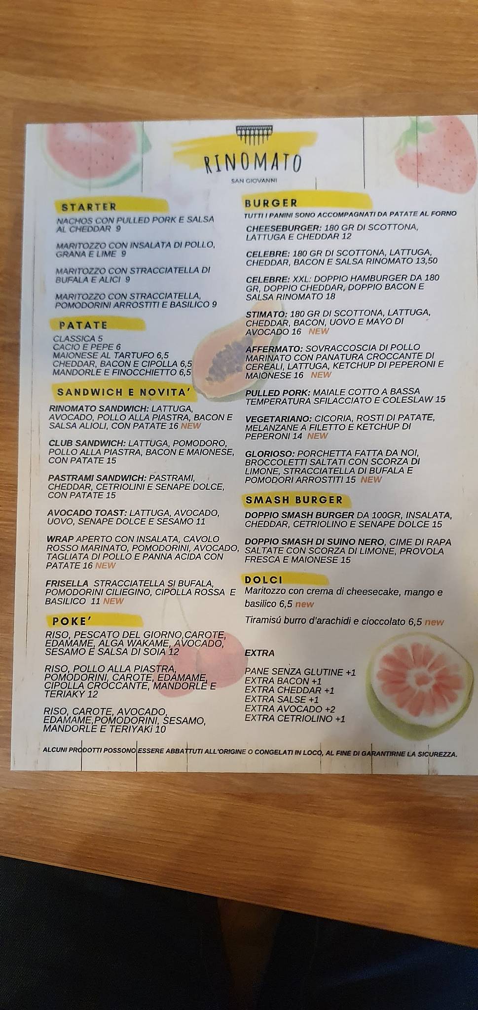 Menu di Rinomato San Giovanni 