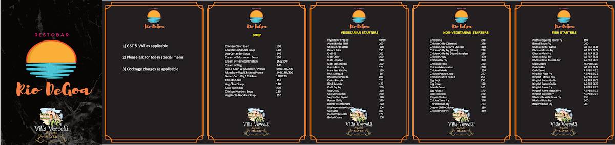 Rio DeGoa Restobar menu