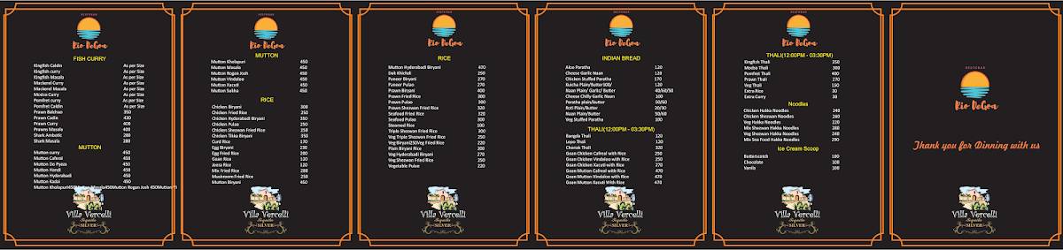 Rio DeGoa Restobar menu