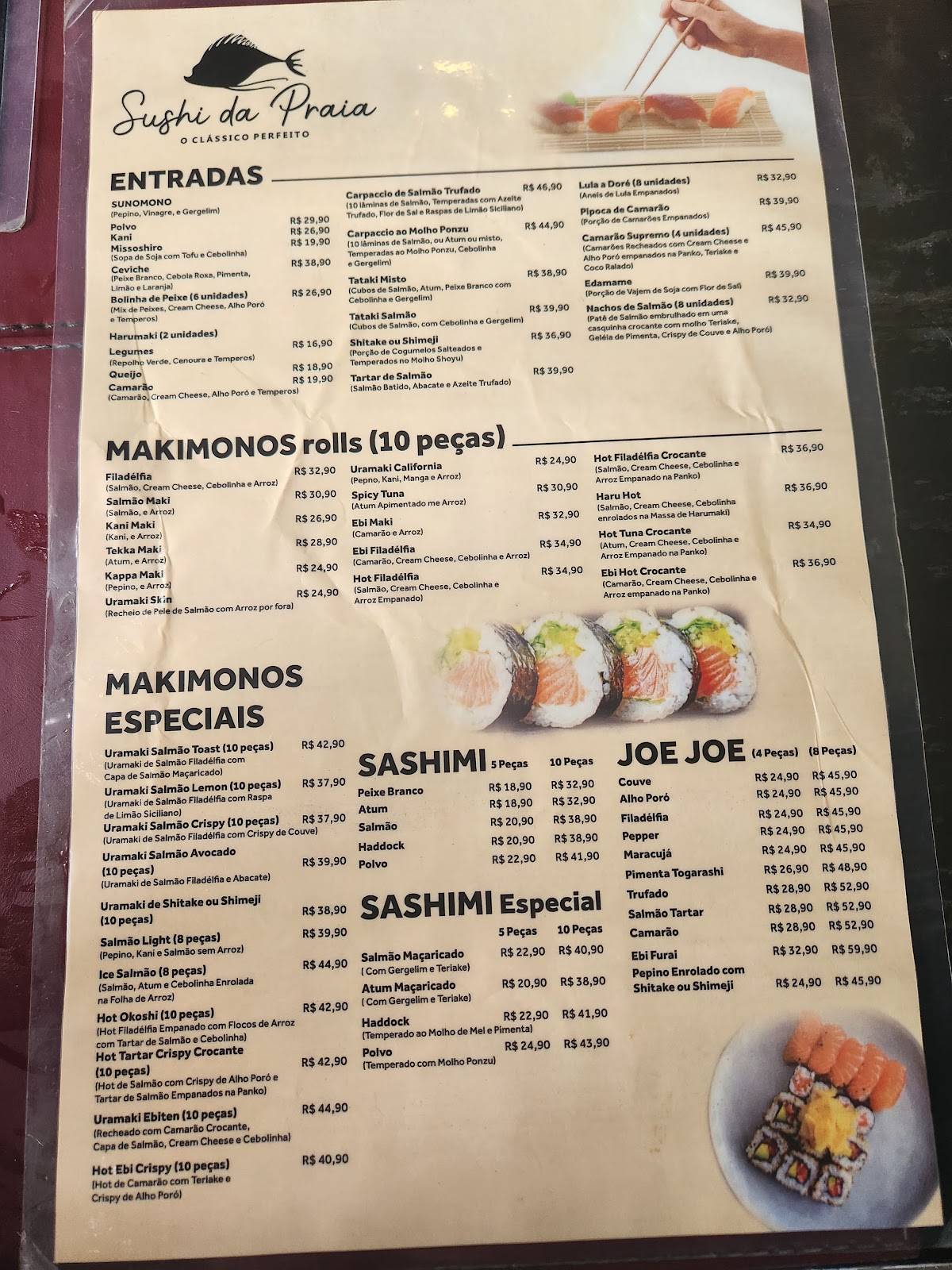 Sushi da praia cardápio