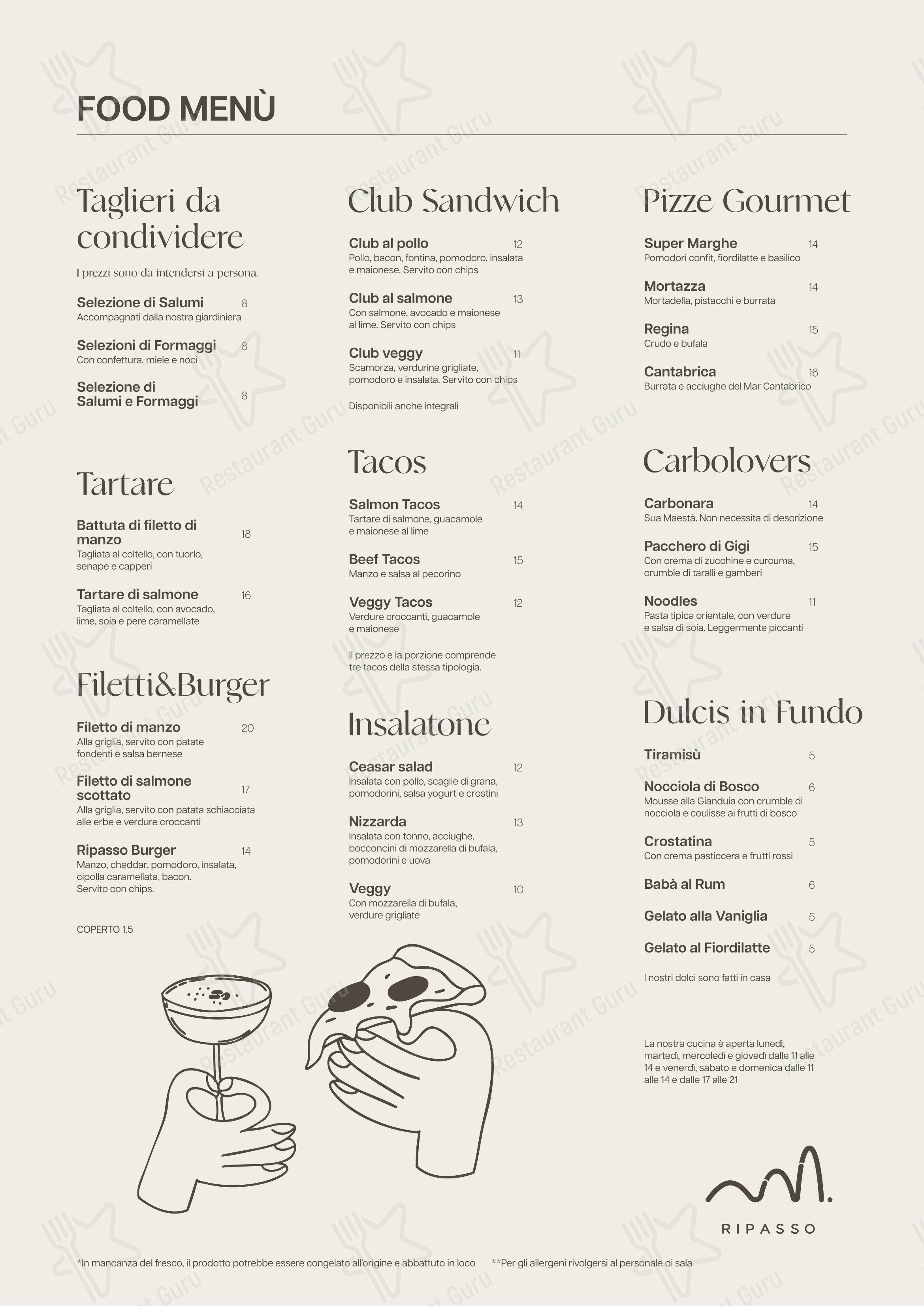 Menu bar per Ripasso in Iseo