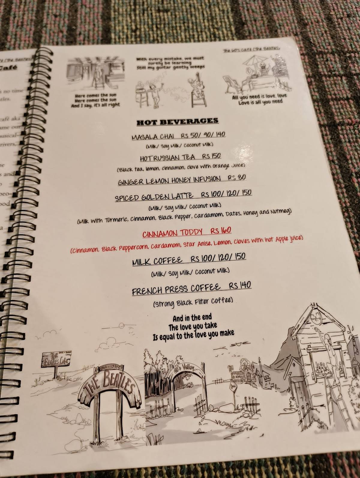 The 60's Cafe (The Beatles) menu