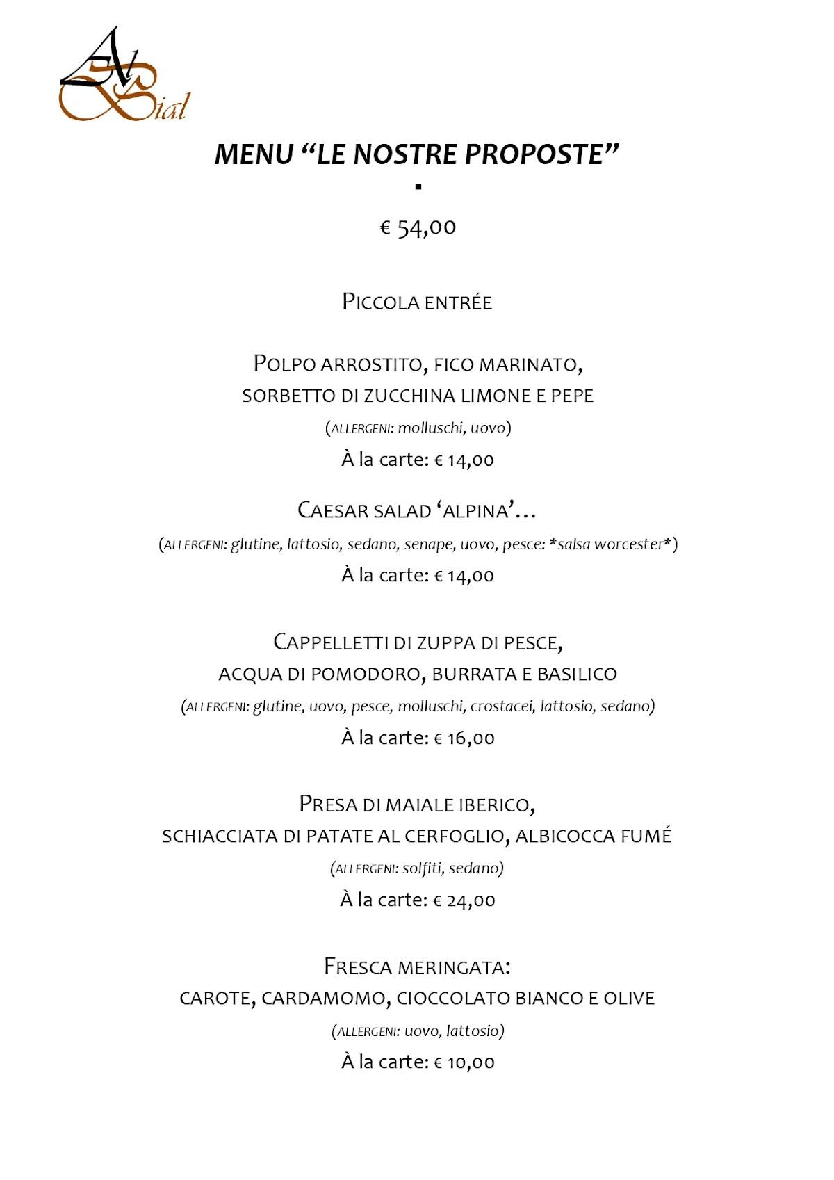 Menu di Ristorante Al Bial 