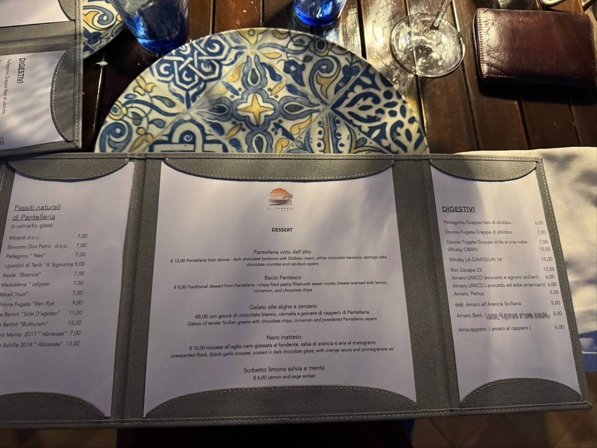 Menu di Ristorante Al Tramonto Pantelleria 