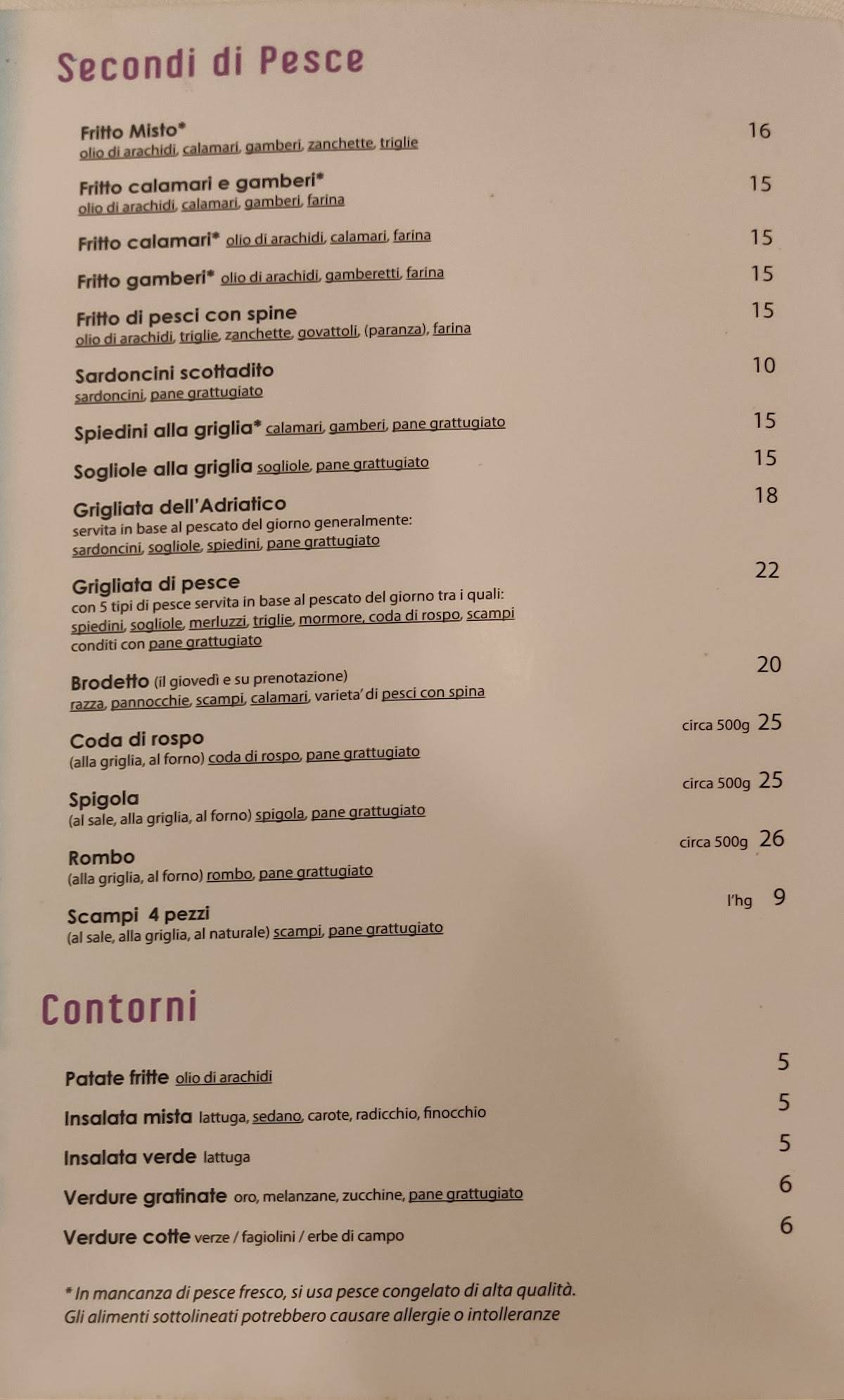 Menu di Ristorante Boy 