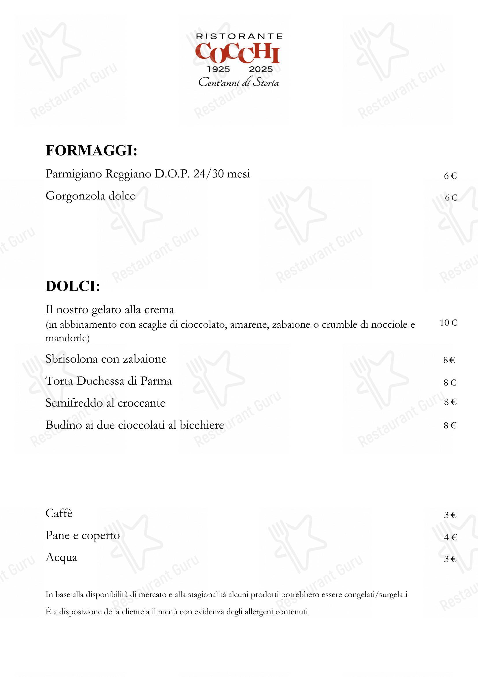 Menu per Ristorante Cocchi pub & bar