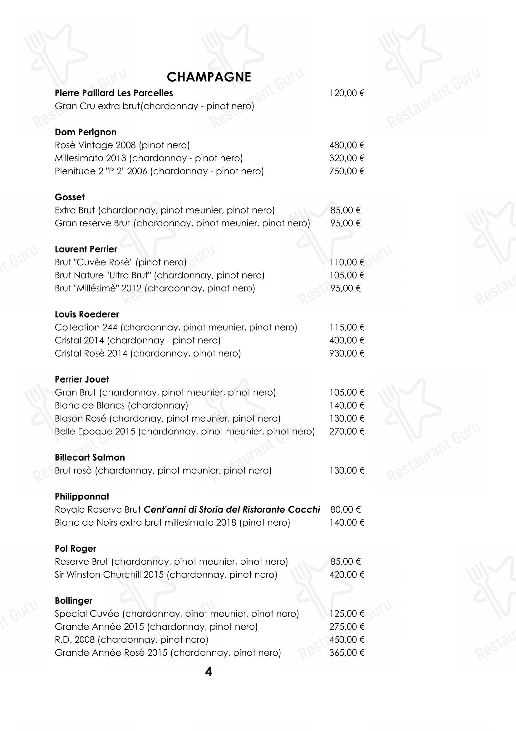 Основное меню per Ristorante Cocchi in Parma