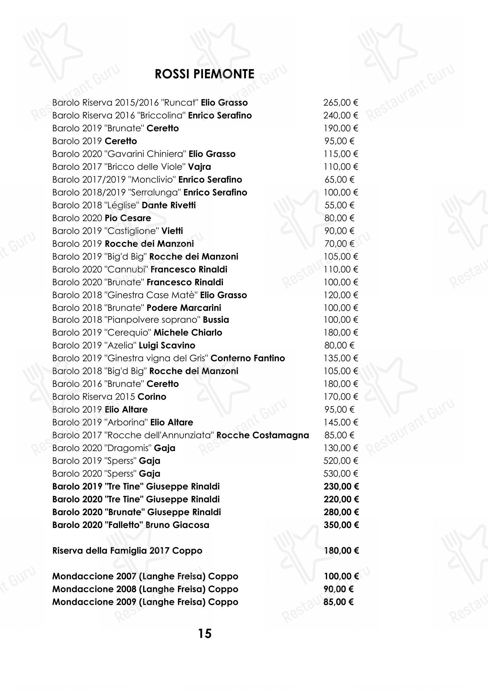 Основное меню per Ristorante Cocchi pub & bar