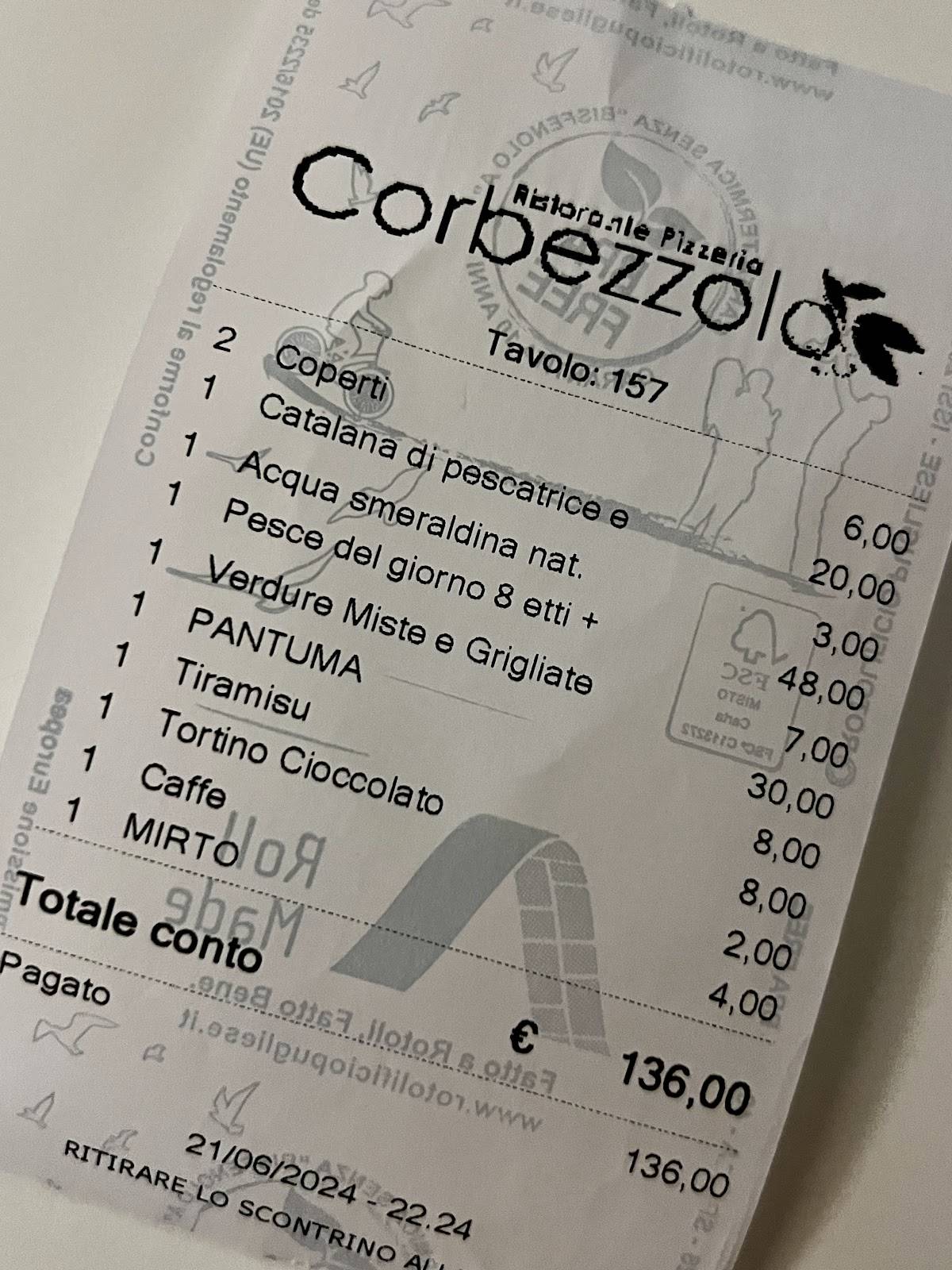 Menu di Ristorante Corbezzolo 