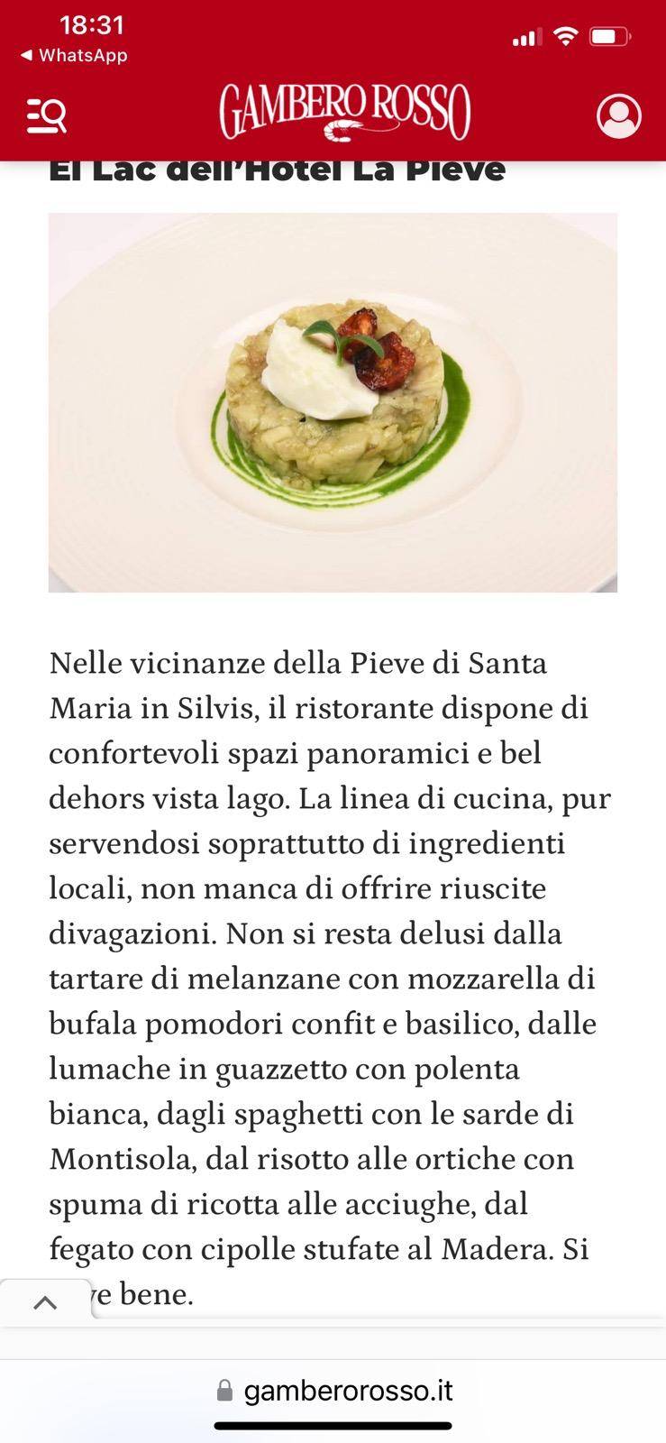 Menu di Ristorante El Lac 