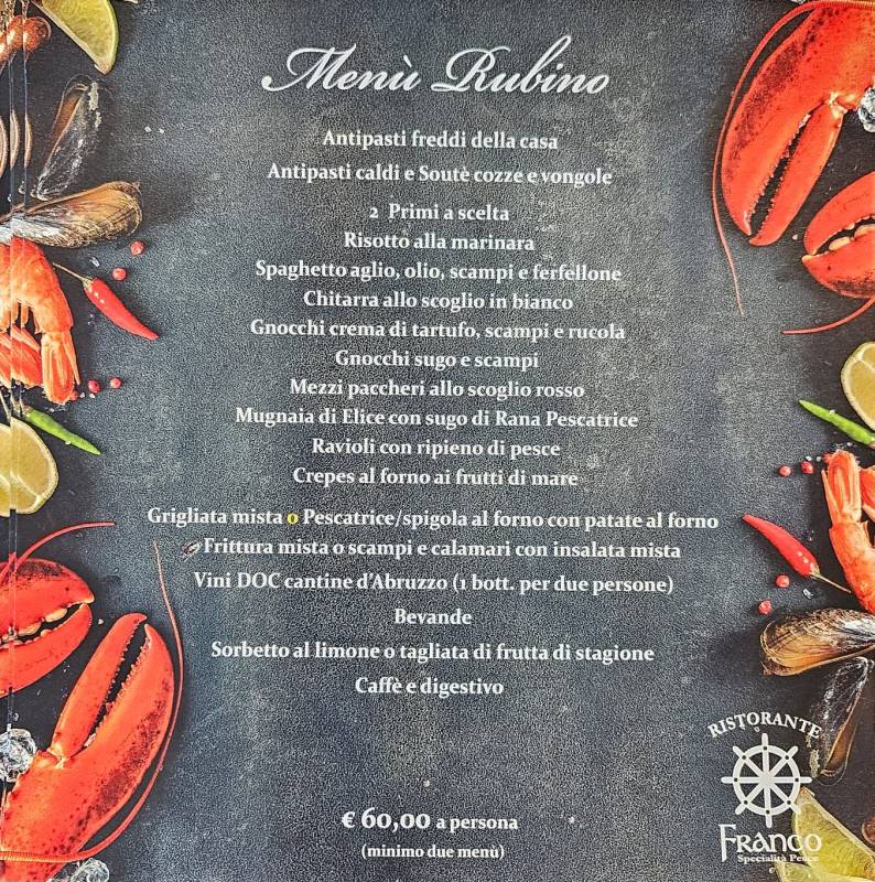 Menu di Ristorante Franco 