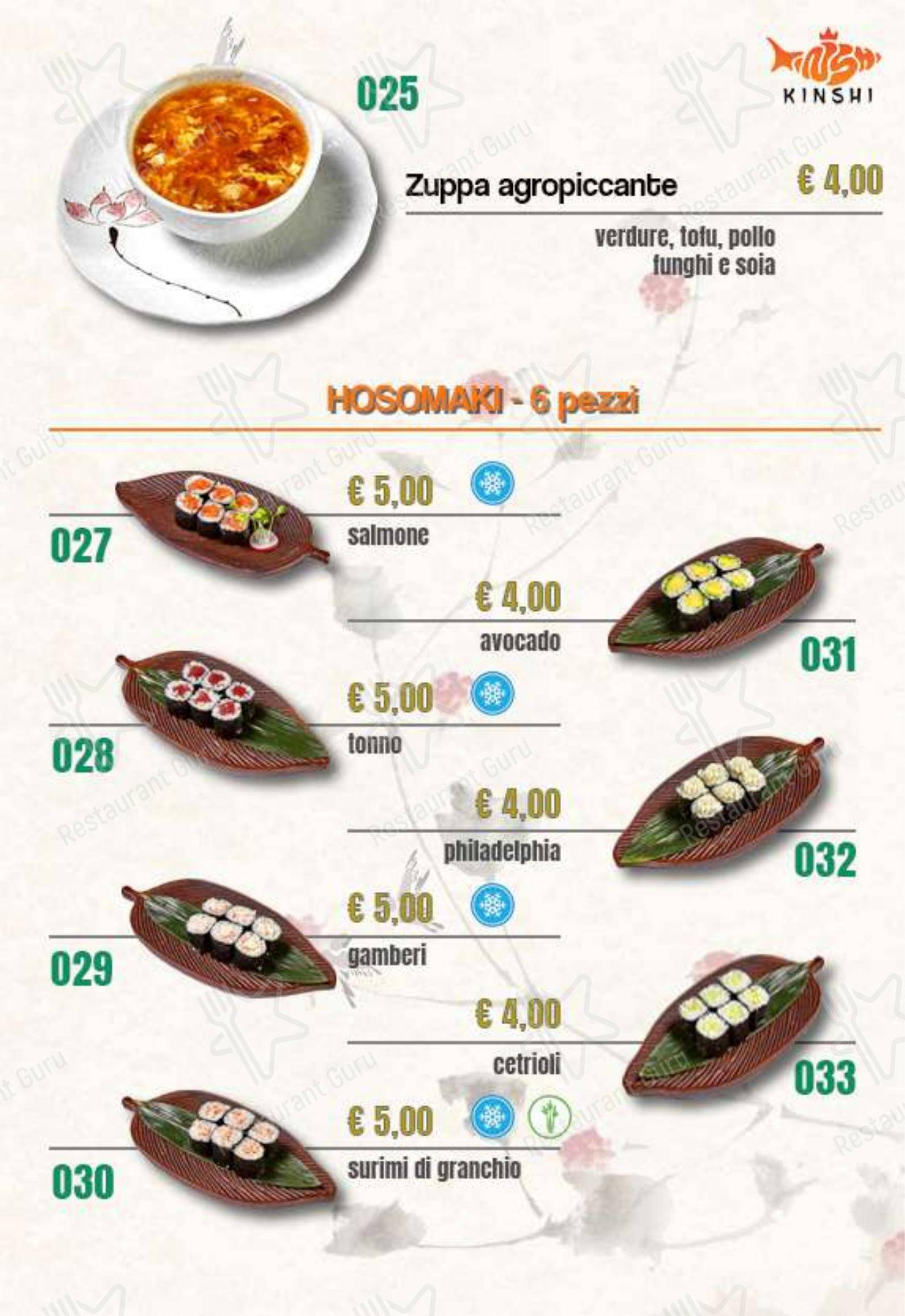 Menu per Ristorante Giapponese Kinshi ristorante