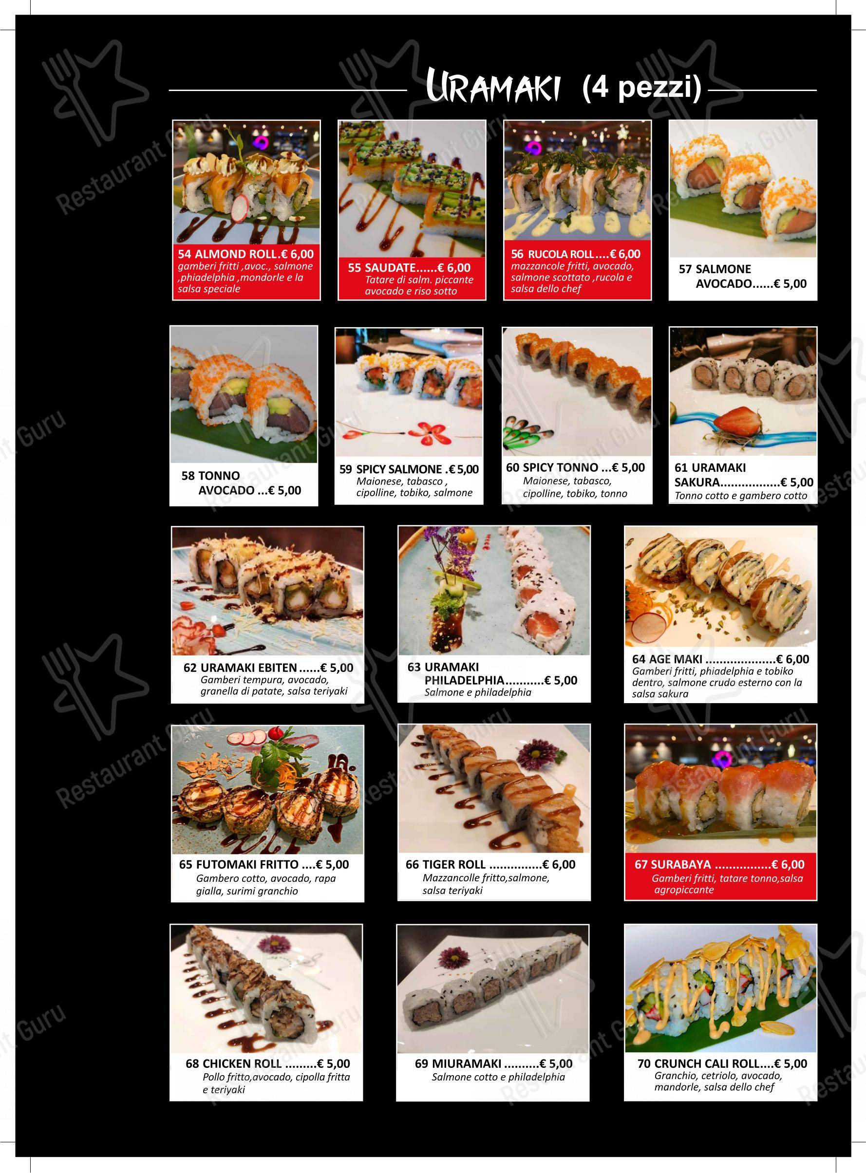 Menu per Ristorante Giapponese Sakura in Arezzo