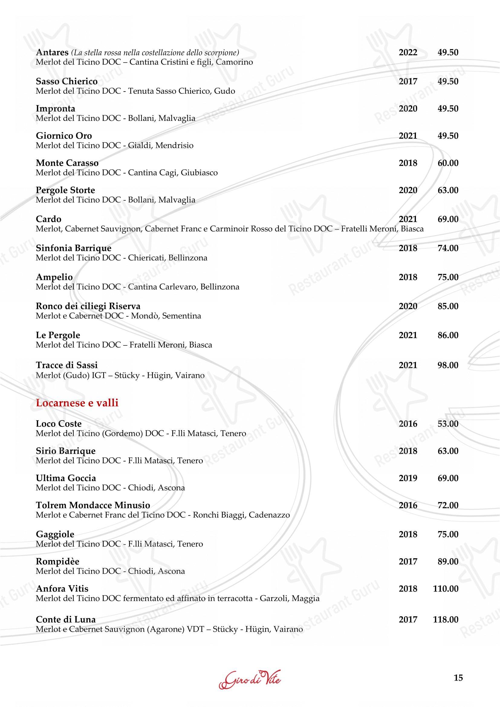 Основное меню per Ristorante Grotto Serta in Lamone