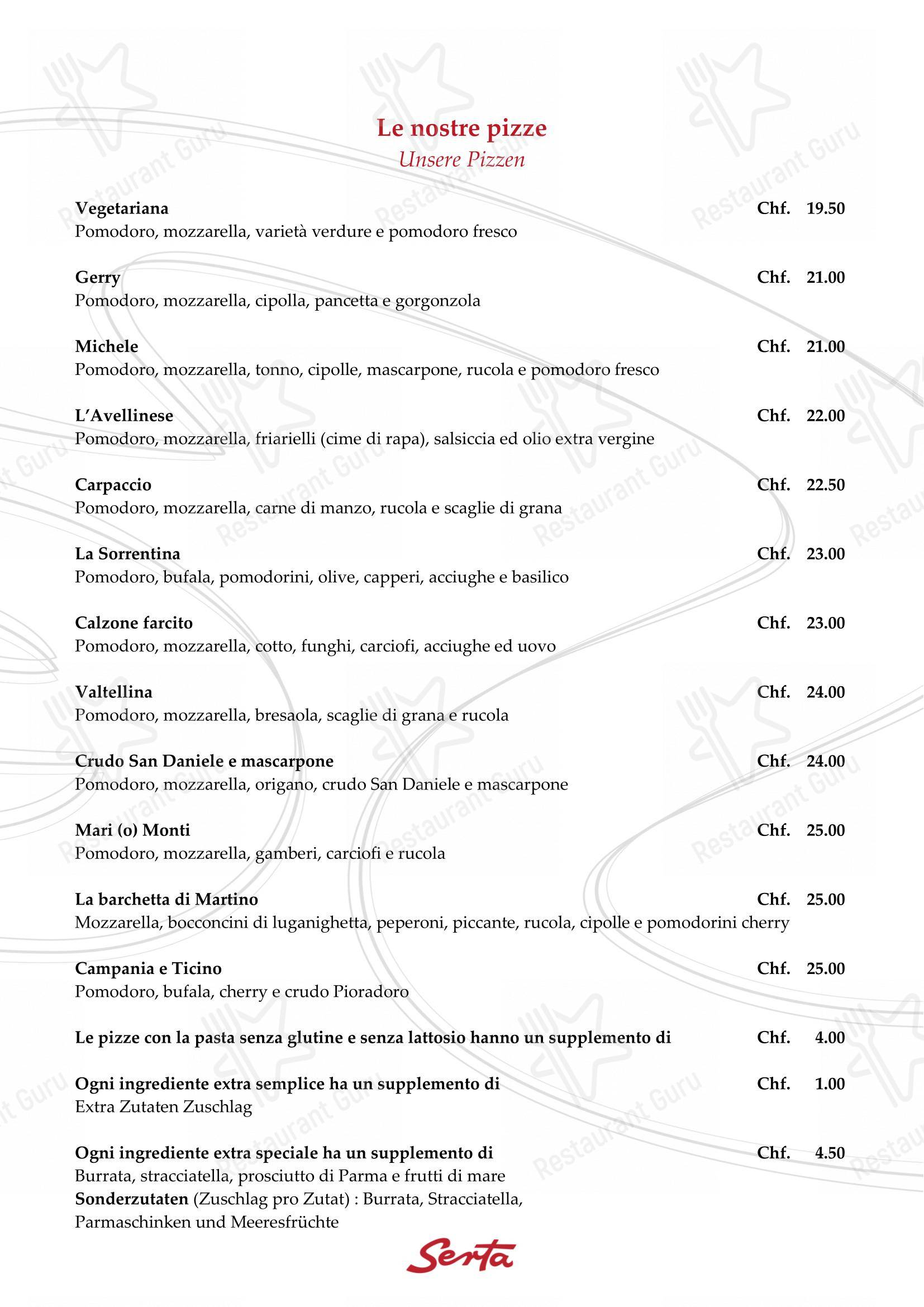 Menu di Ristorante Grotto Serta - Menu bar