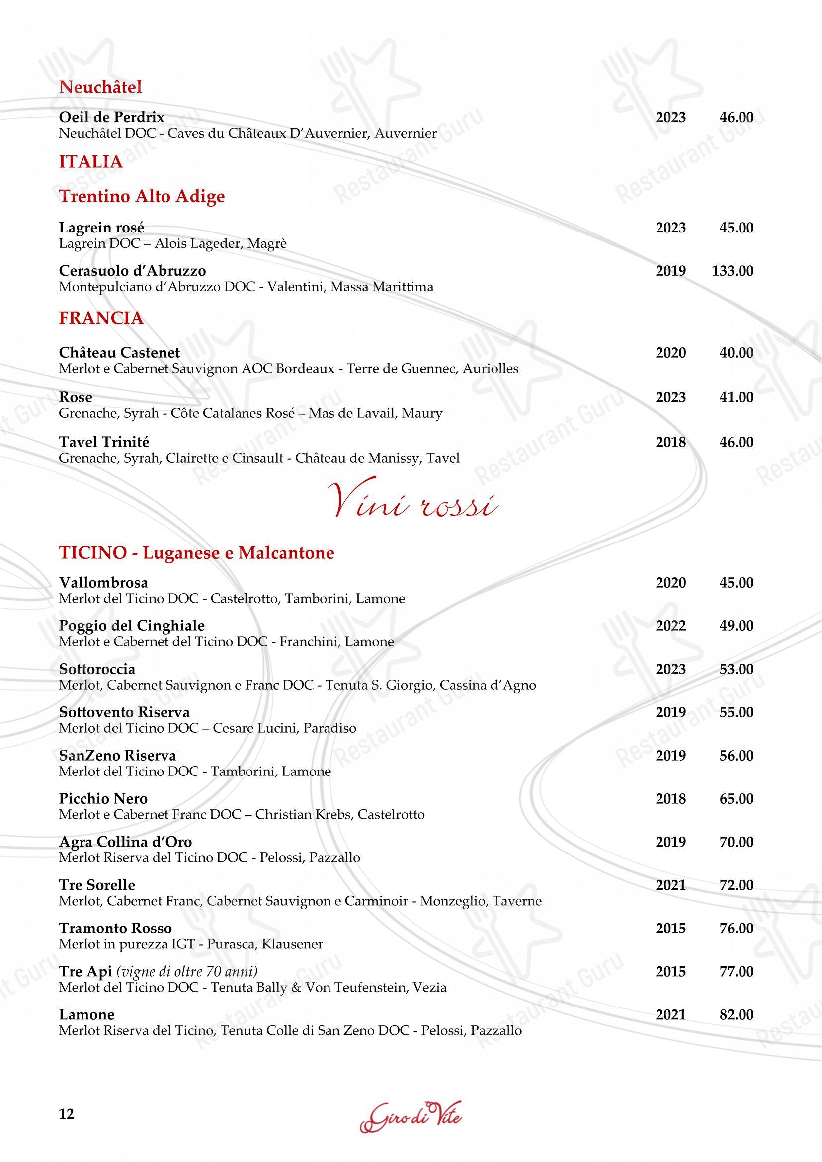 Menu di Ristorante Grotto Serta - Основное меню