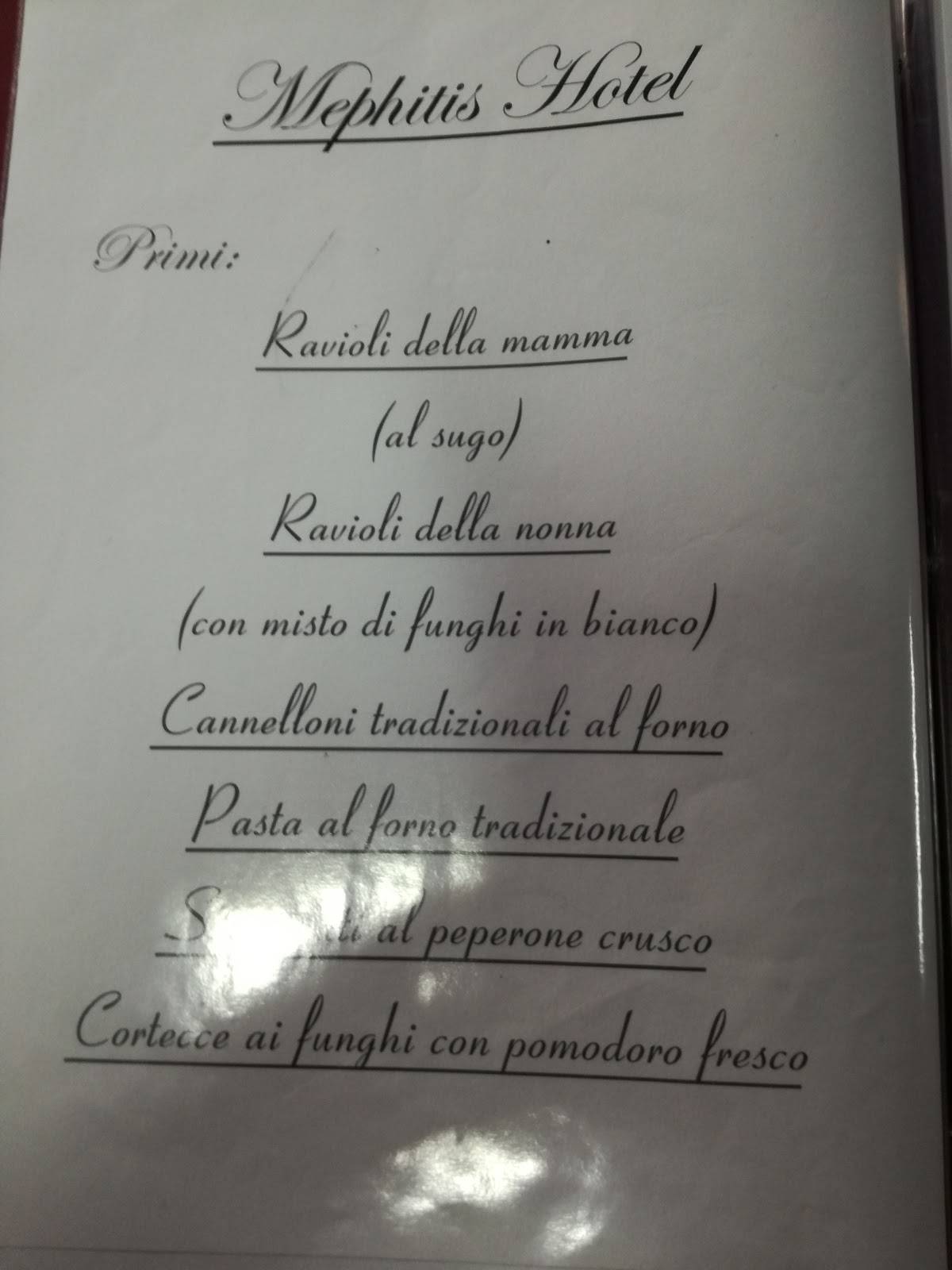 Menu di Ristorante Hotel Mephitis di Vazza Francesco 