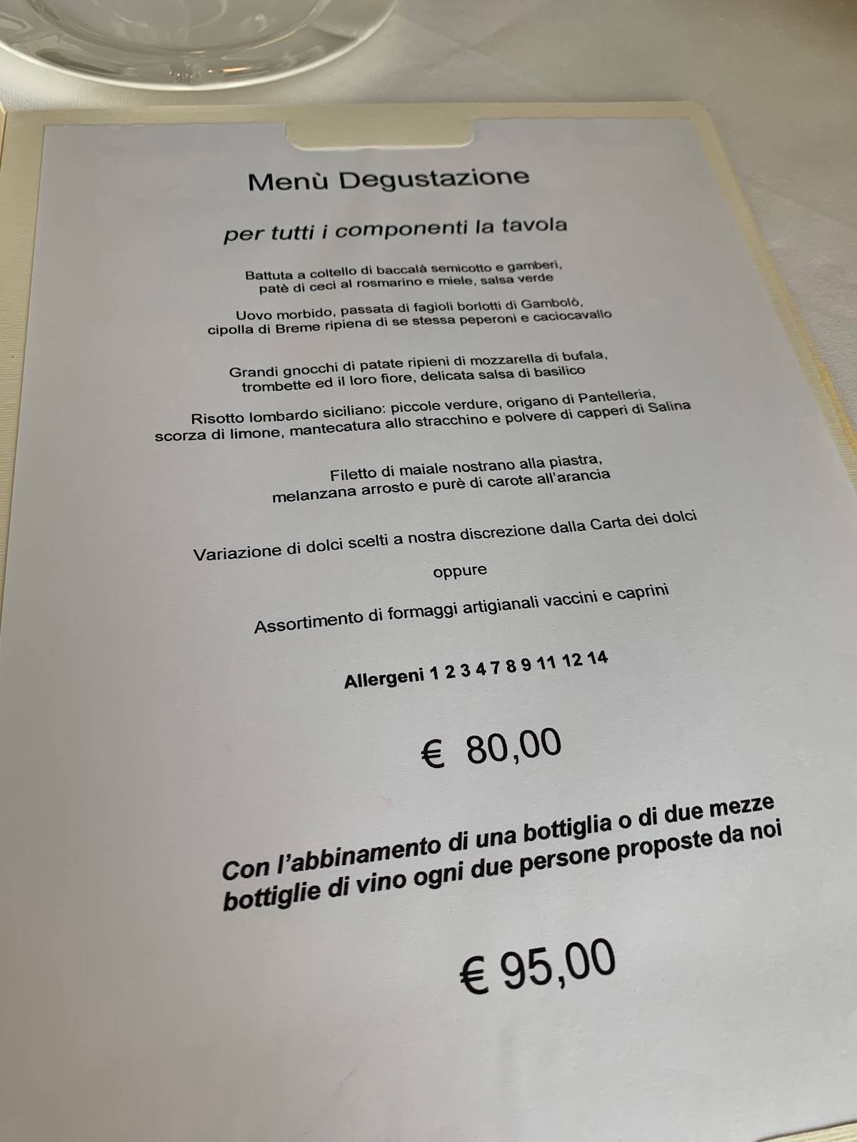 Menu di Ristorante I Castagni 
