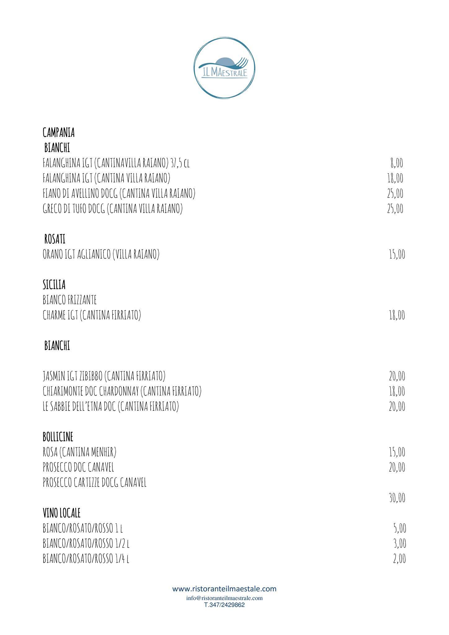 Menu di Ristorante Il Maestrale 