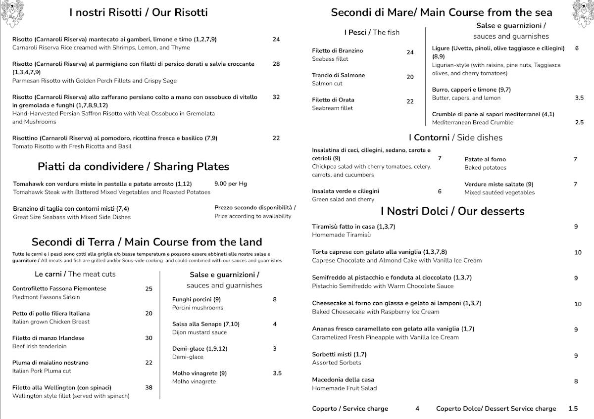Menu di Ristorante Imbarcadero 1892 Como 